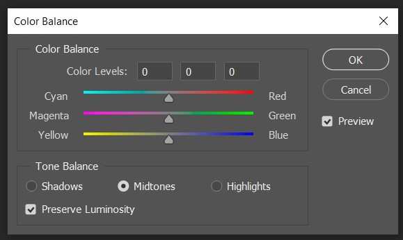 color balance interface