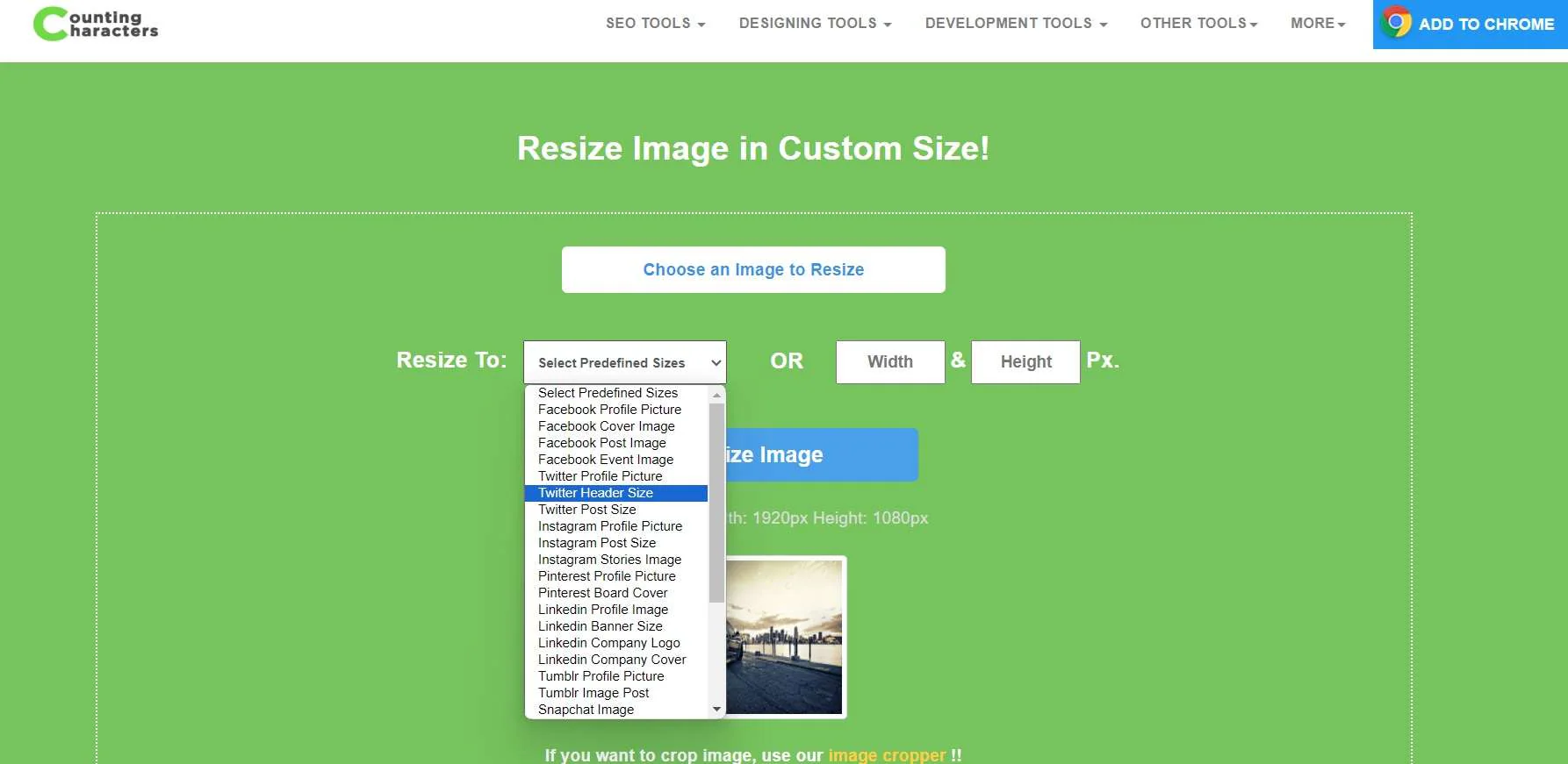 image height and width resize