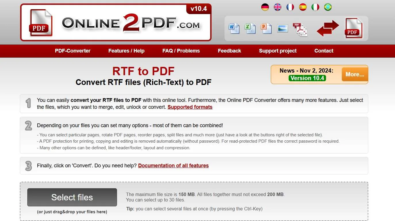 add files to online to pdf website 