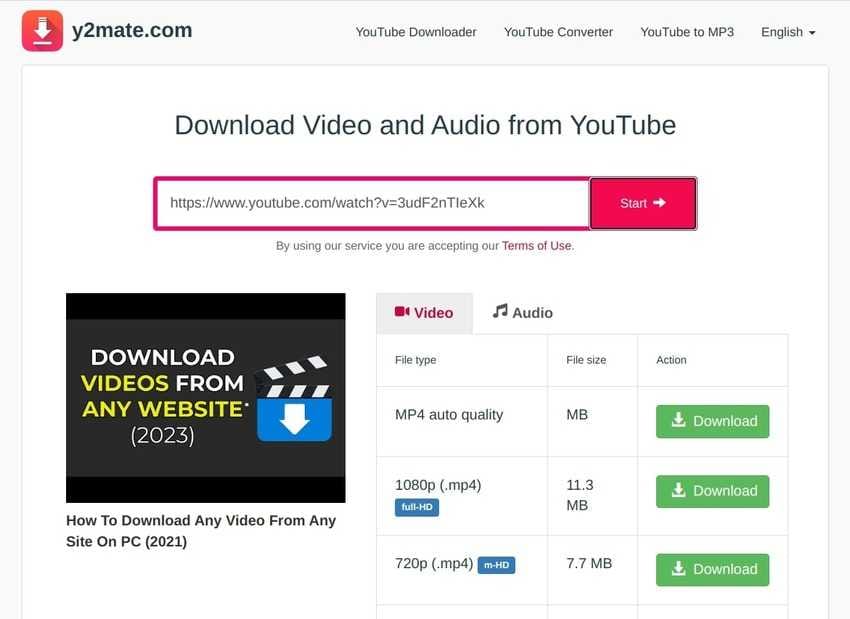 download protected videos with y2mate