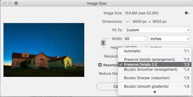 redimensionnement d'image photoshop bicubic smoother 