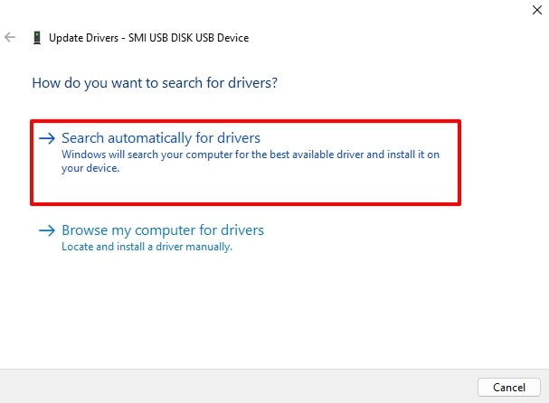 search automatically for drivers