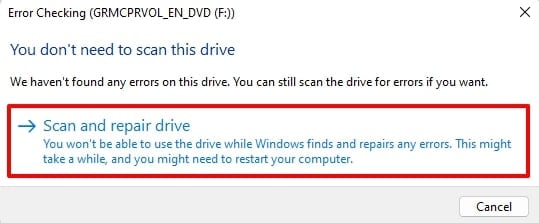 scan and repair drive