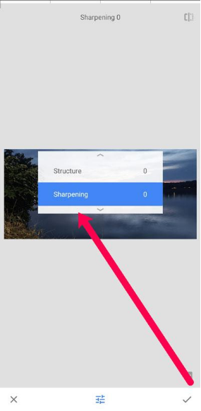 the sharpening tool in snapseed