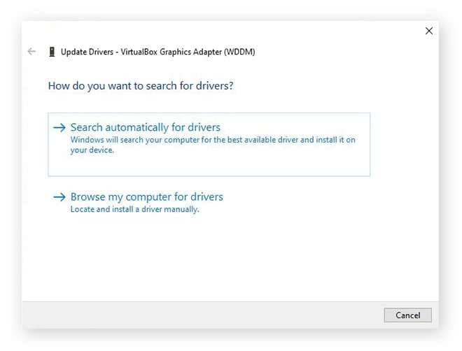 searching automatically for driver updates