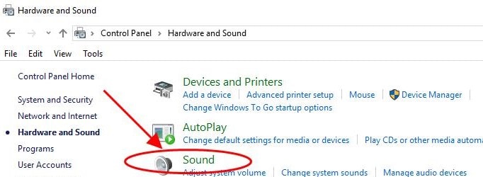 select sound option for disabling sound enhancement