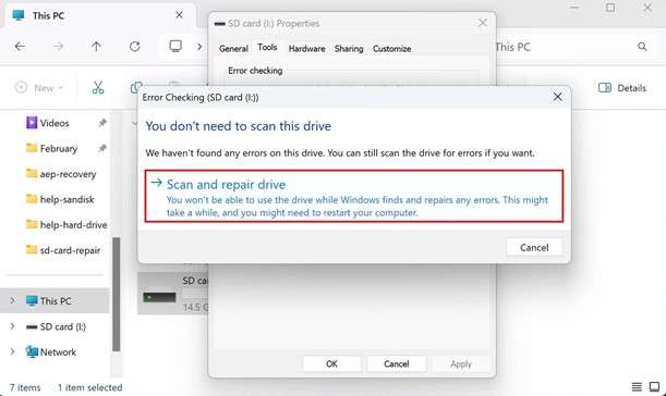 scan and repair drive