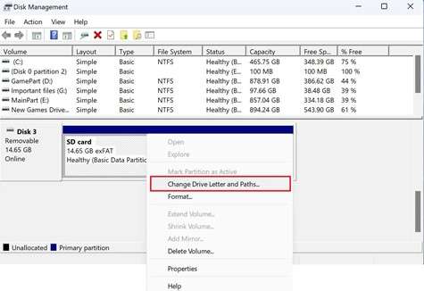 change drive letter and paths