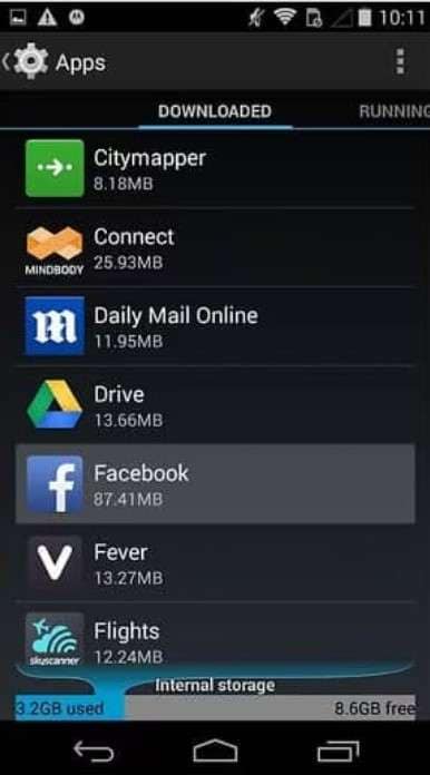 facebook in apps settings