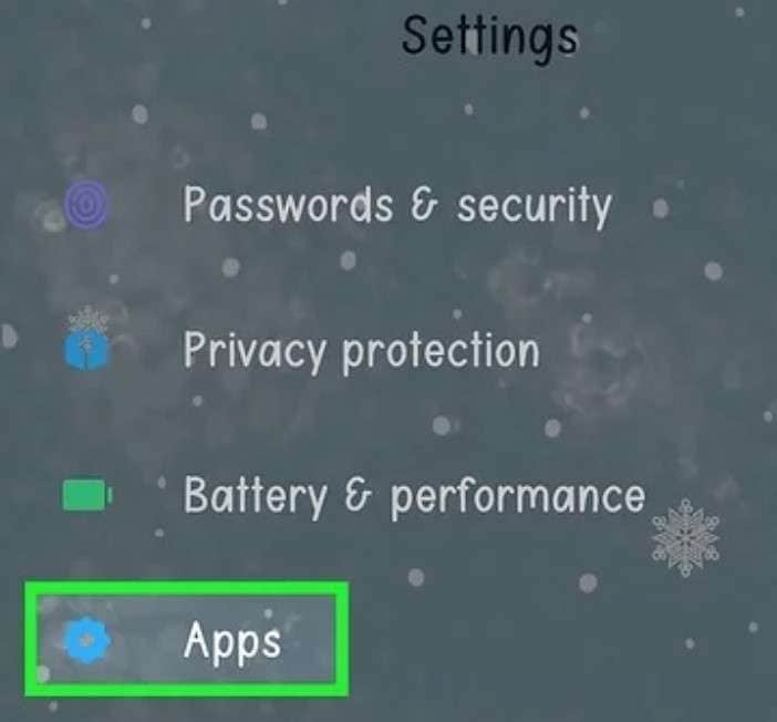 open apps in settings