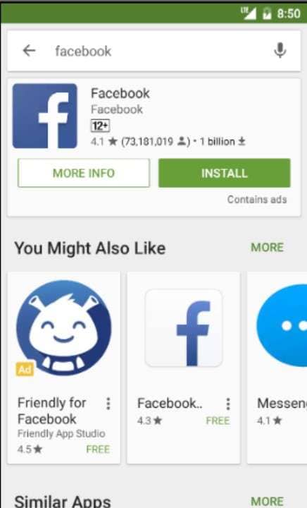 reinstall facebook on android