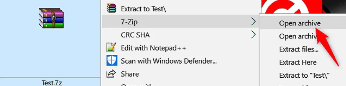 using 7zip to open 7z files