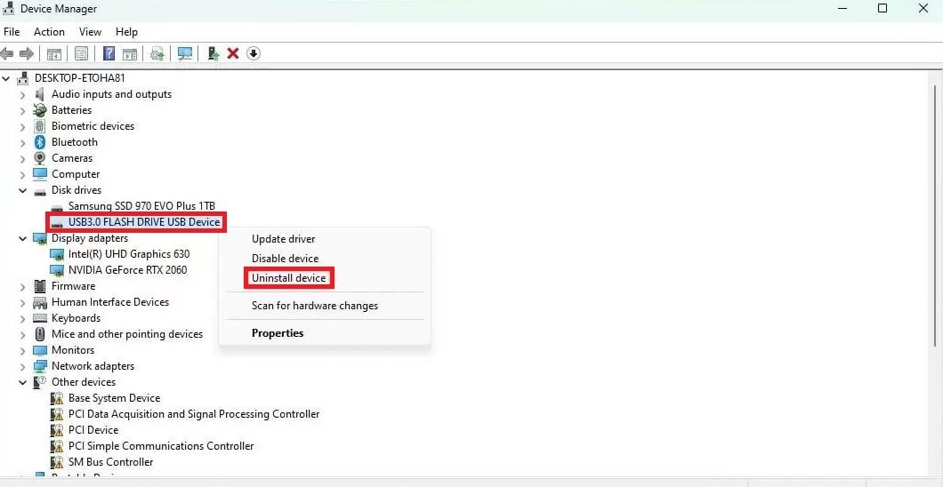 uninstall device