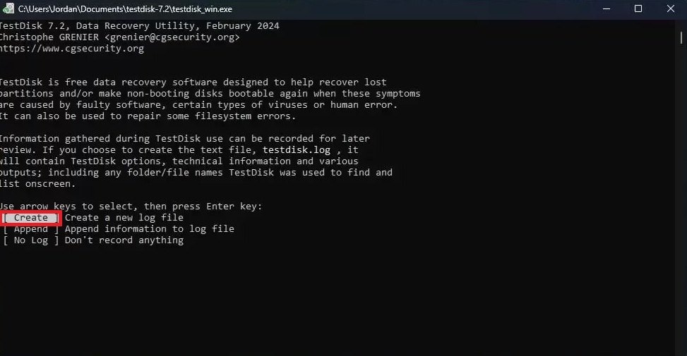 create a new log file