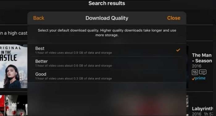 tap on download quality