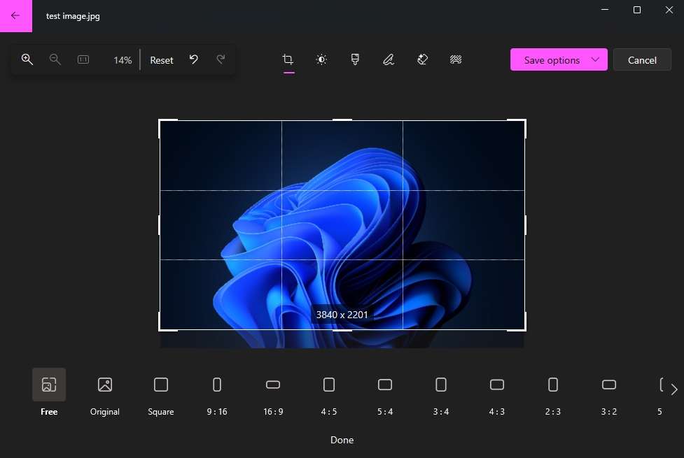 edit image dimensions with photos