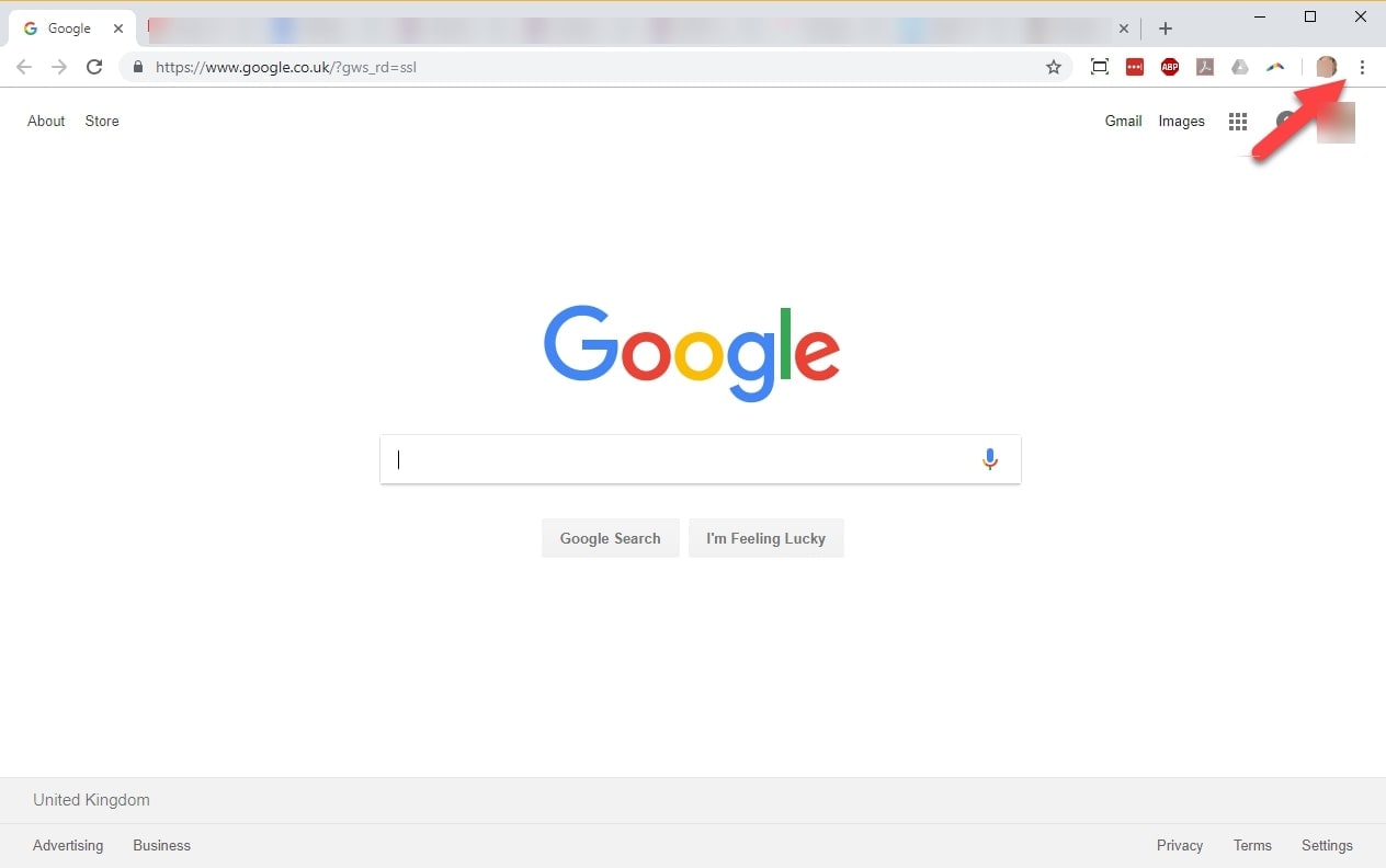 locating the three dots in google chrome