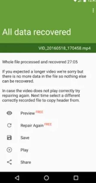 preview and save the repaired mp4 file in mp4fix