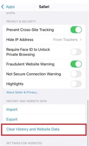 clear cache history and website data 
