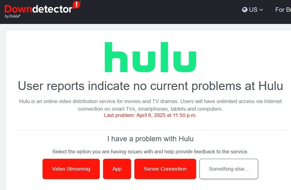 hulu server status