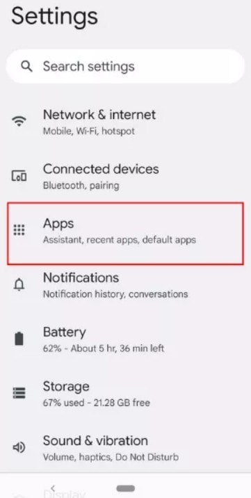 apps settings