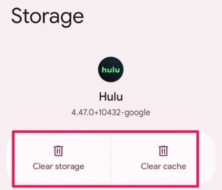 hulu app clear storage and cache