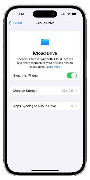 sync iphone with icloud drive