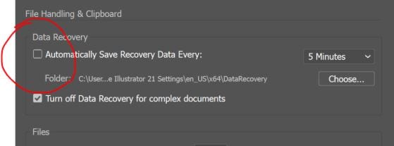 check automatically save recovery data every