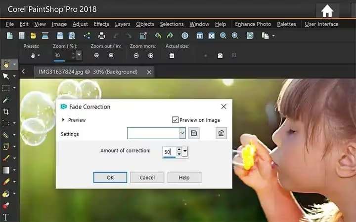 adjust the fade correction