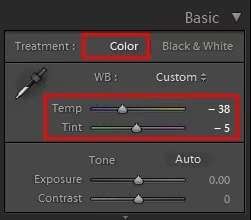 adjust the temp and tint