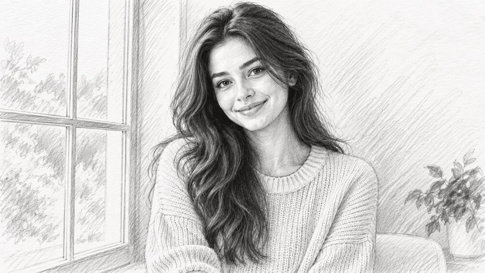 hand drawn pencil portrait sketch after transformation