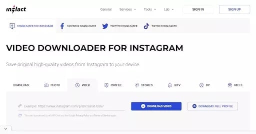 Logiciel de téléchargement de vidéos pour instagram, Inflact