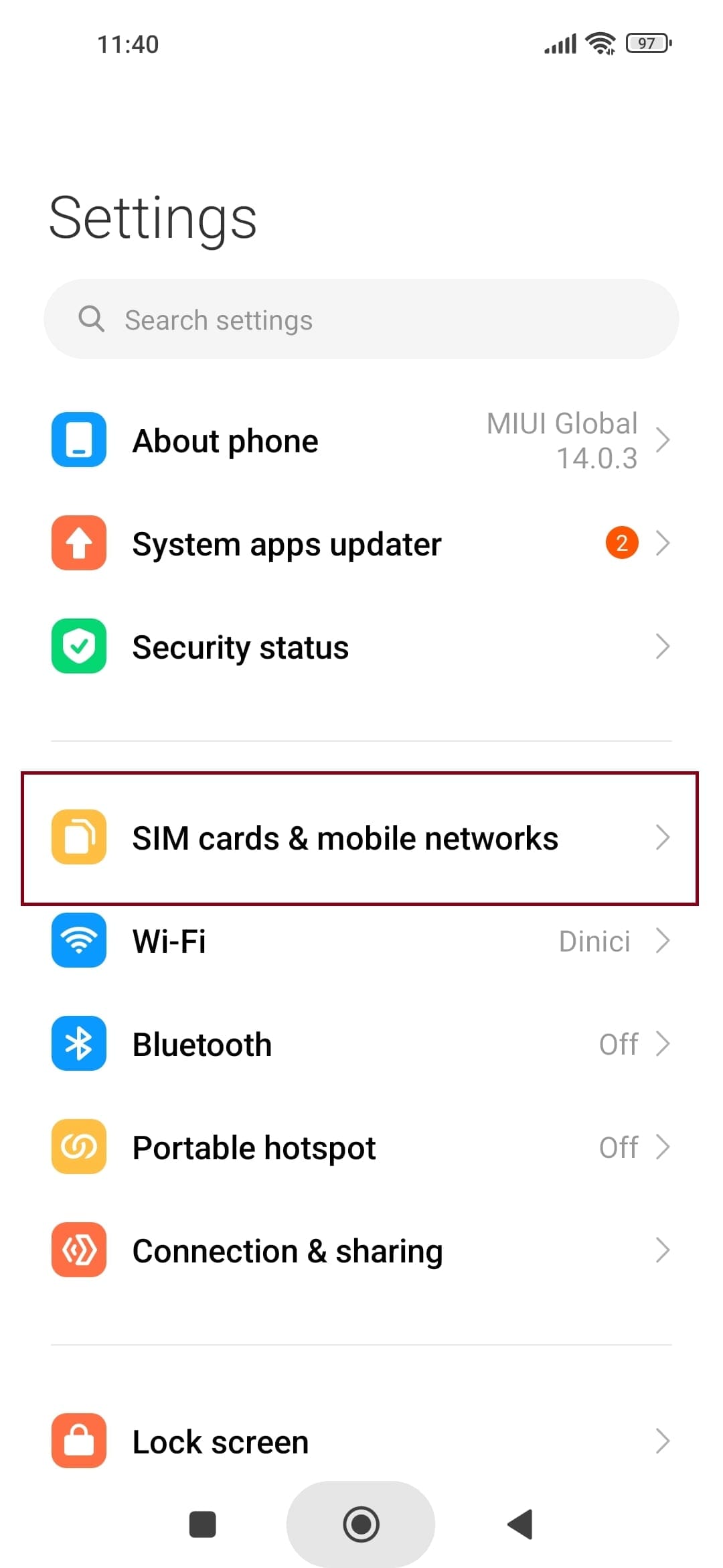 mobile networks settings on android