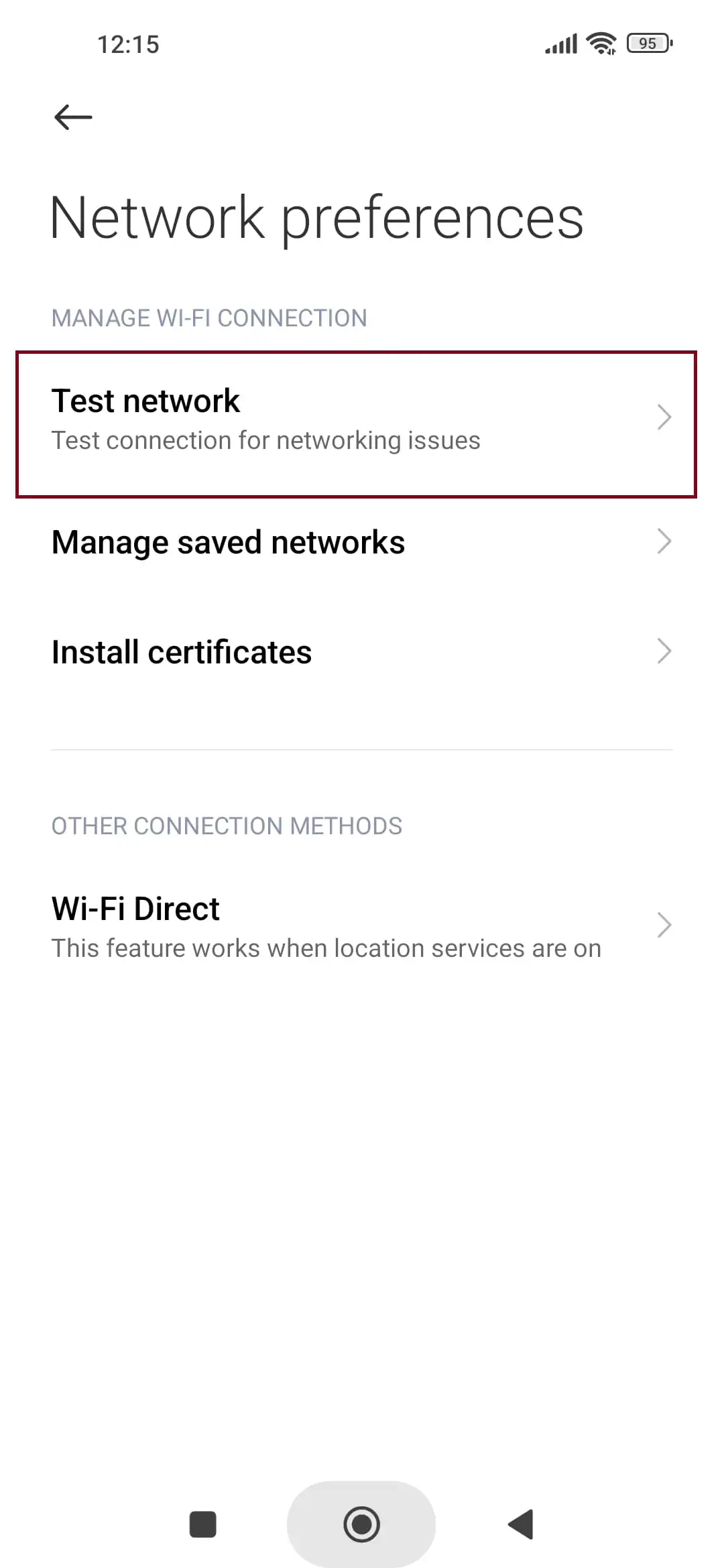 testing network on android