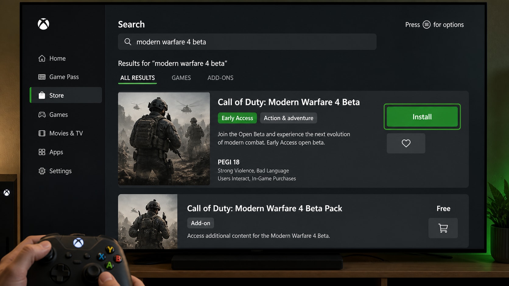 install modern warfare 4 beta on xbox store