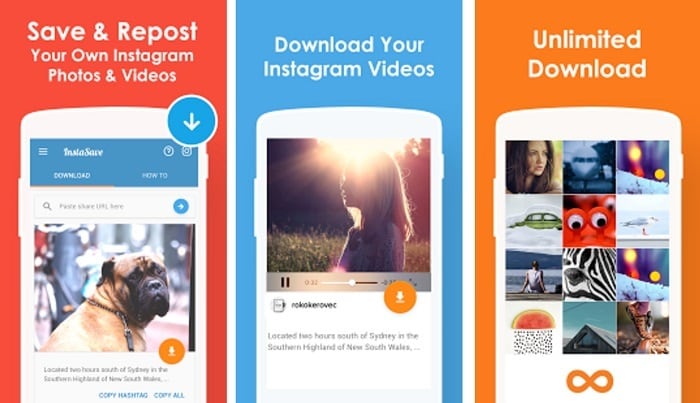 instasave to download photos videos