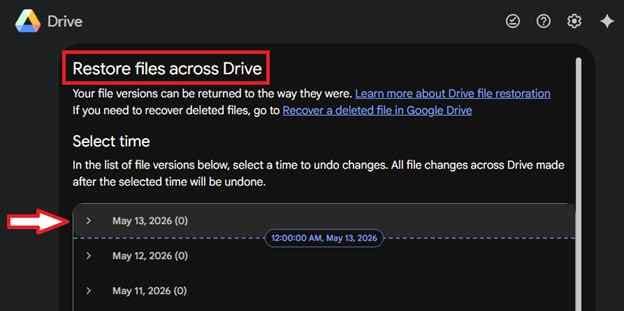restore files across drive