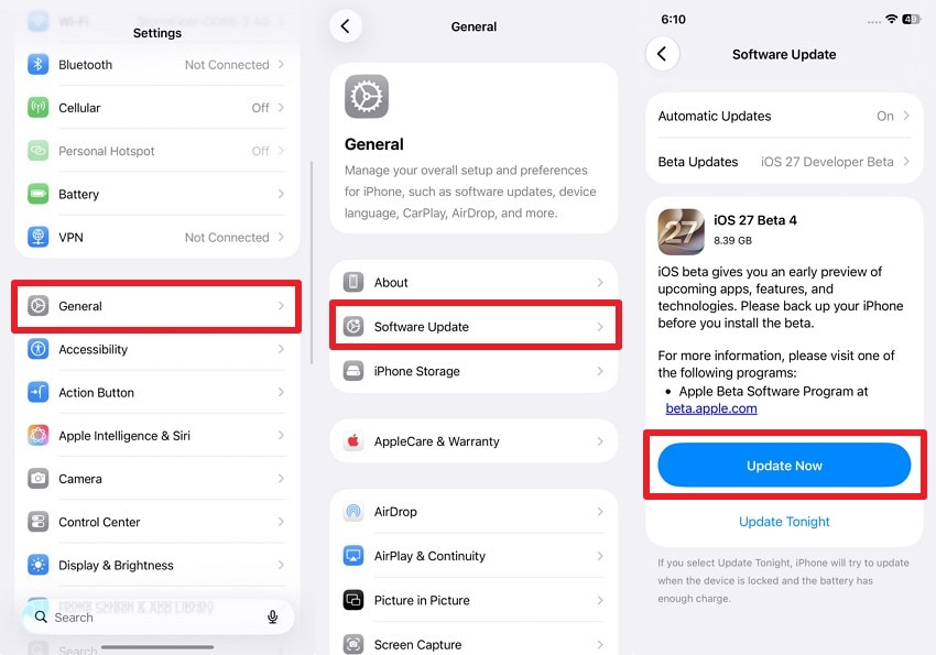 update iphone ios software