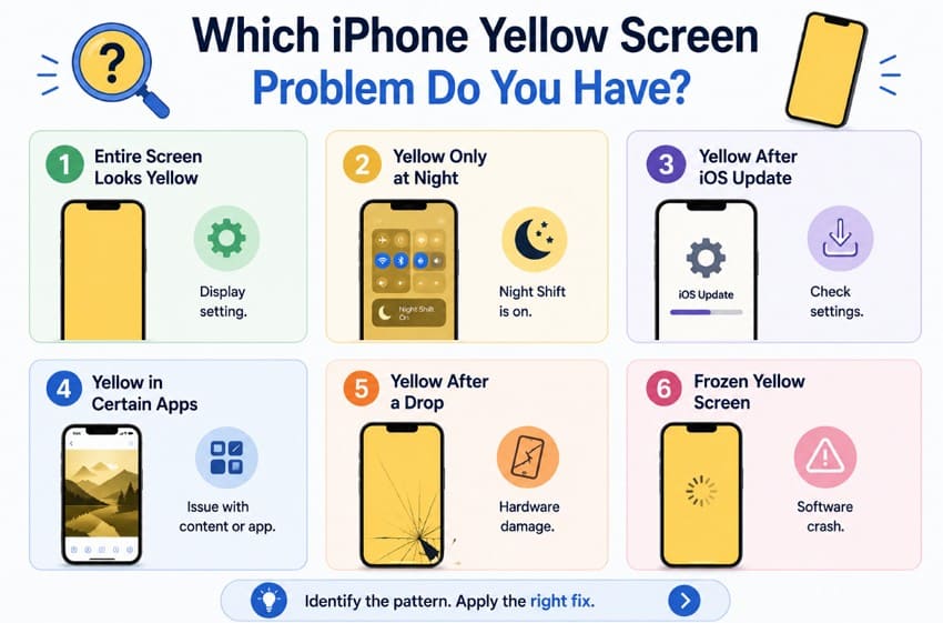 iphone yellow screen symptoms