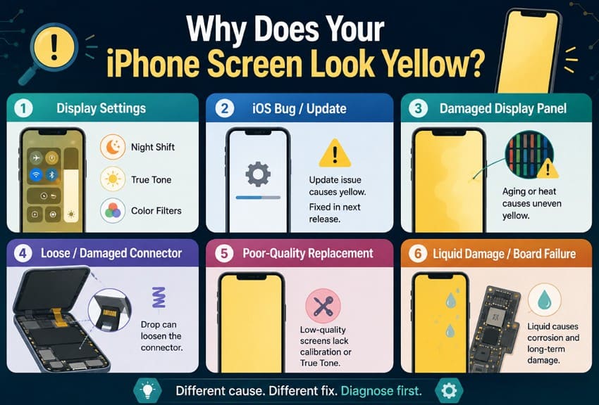 iphone yellow screen causes