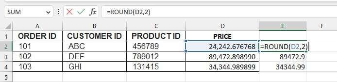 excel round function