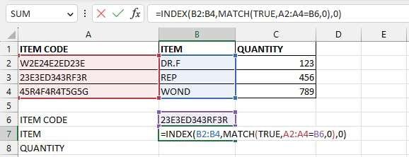 index and match for longer characters