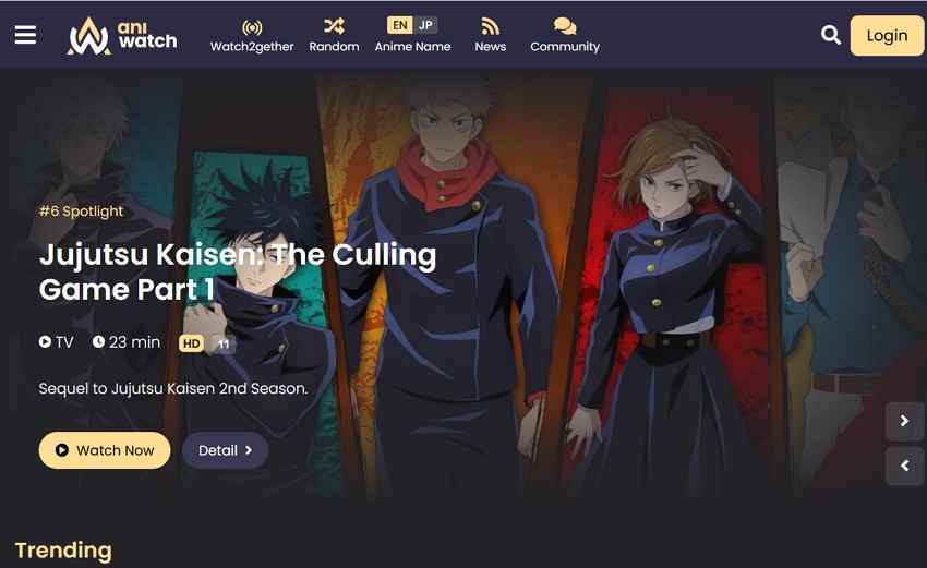 aniwatch seasonal anime homepage