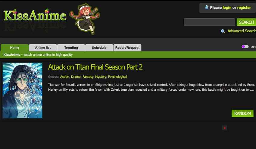 kissanime anime title page