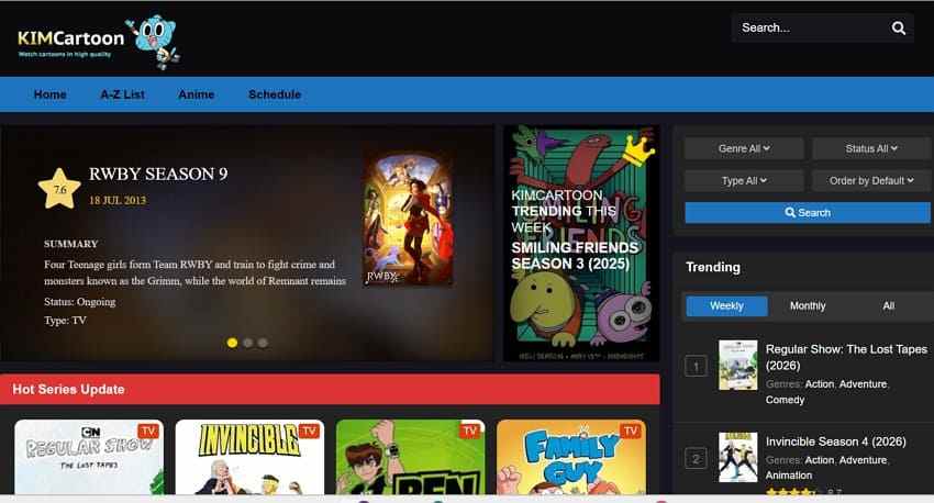 kimcartoon episode browsing page