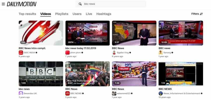 dailymotion news video results