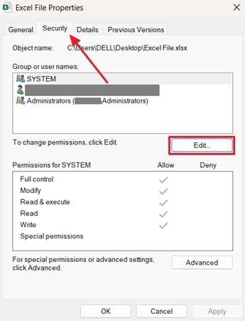 press the edit button