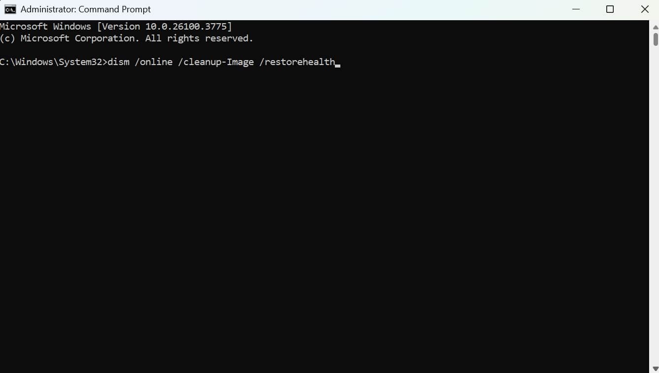 execute the dism command