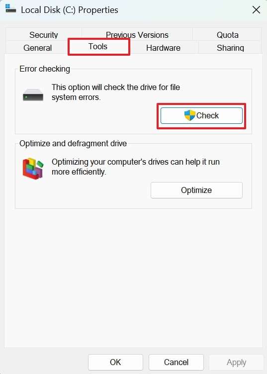 press the check button