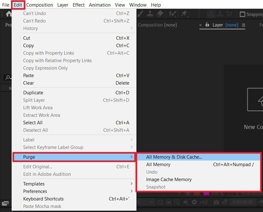 purge memory and cache